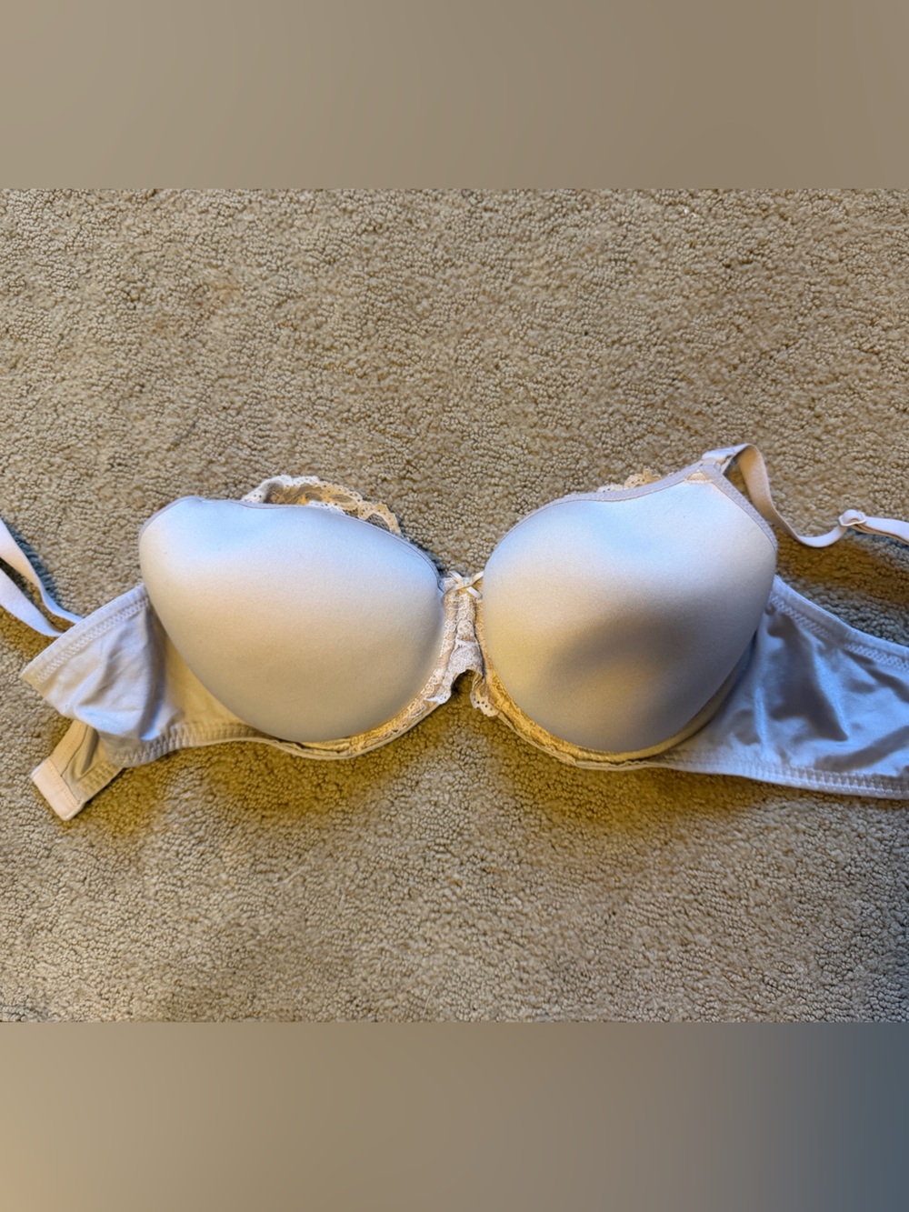 Cream Padded Lace-Trim nursing Bra